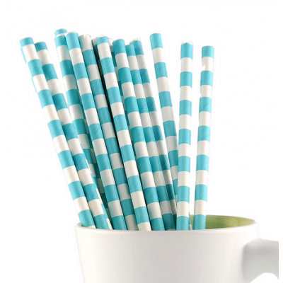 Paper Straws - Sky Blue Stripes x25
